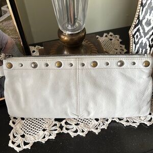 Genuine Leather Studded Off White Leather Clutch/Wallet